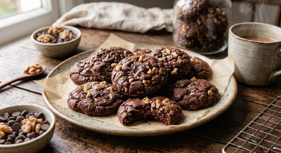 Cookies di fagioli con cioccolato e noci